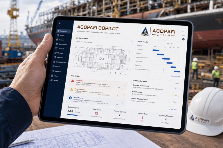 Interfaz de gestión ACOPAFI COPILOT en dirección de proyectos